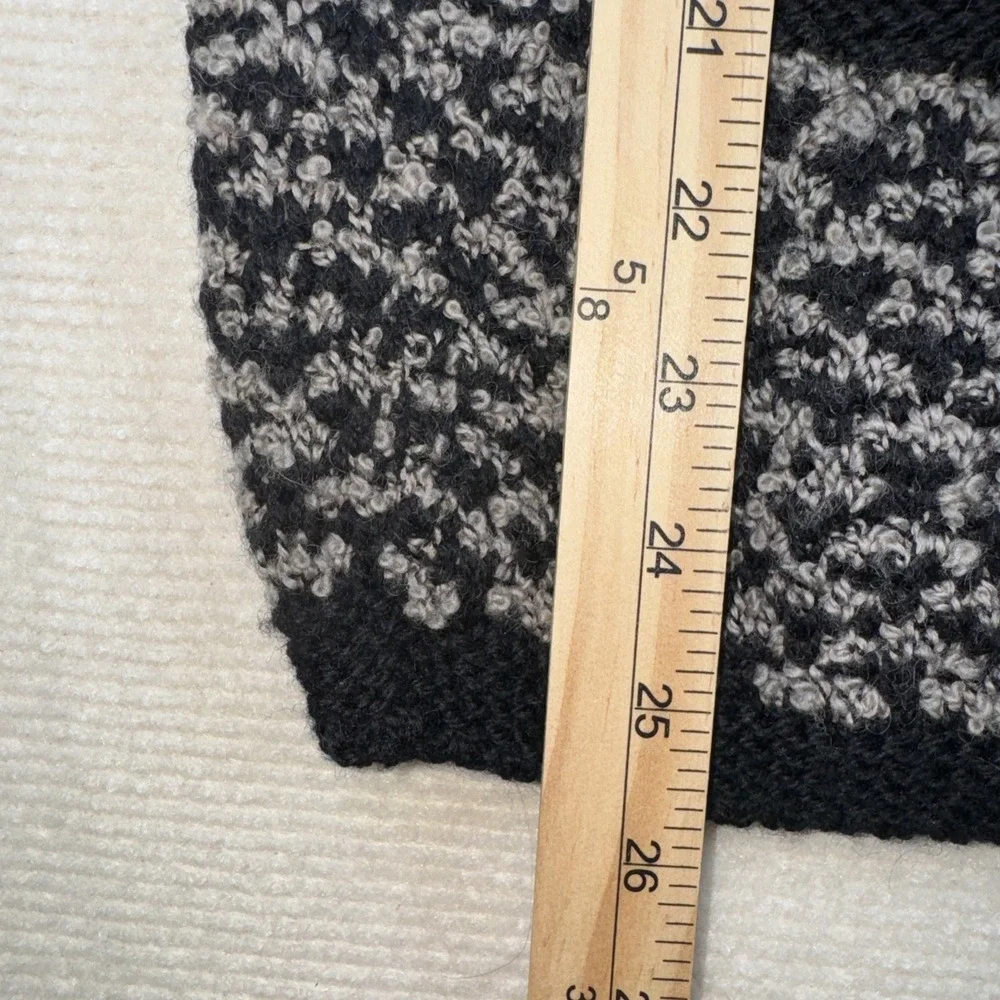 Peruvian Connection Cardigan Women XL Black Grey Merino‎ Wool Handknit Popcorn